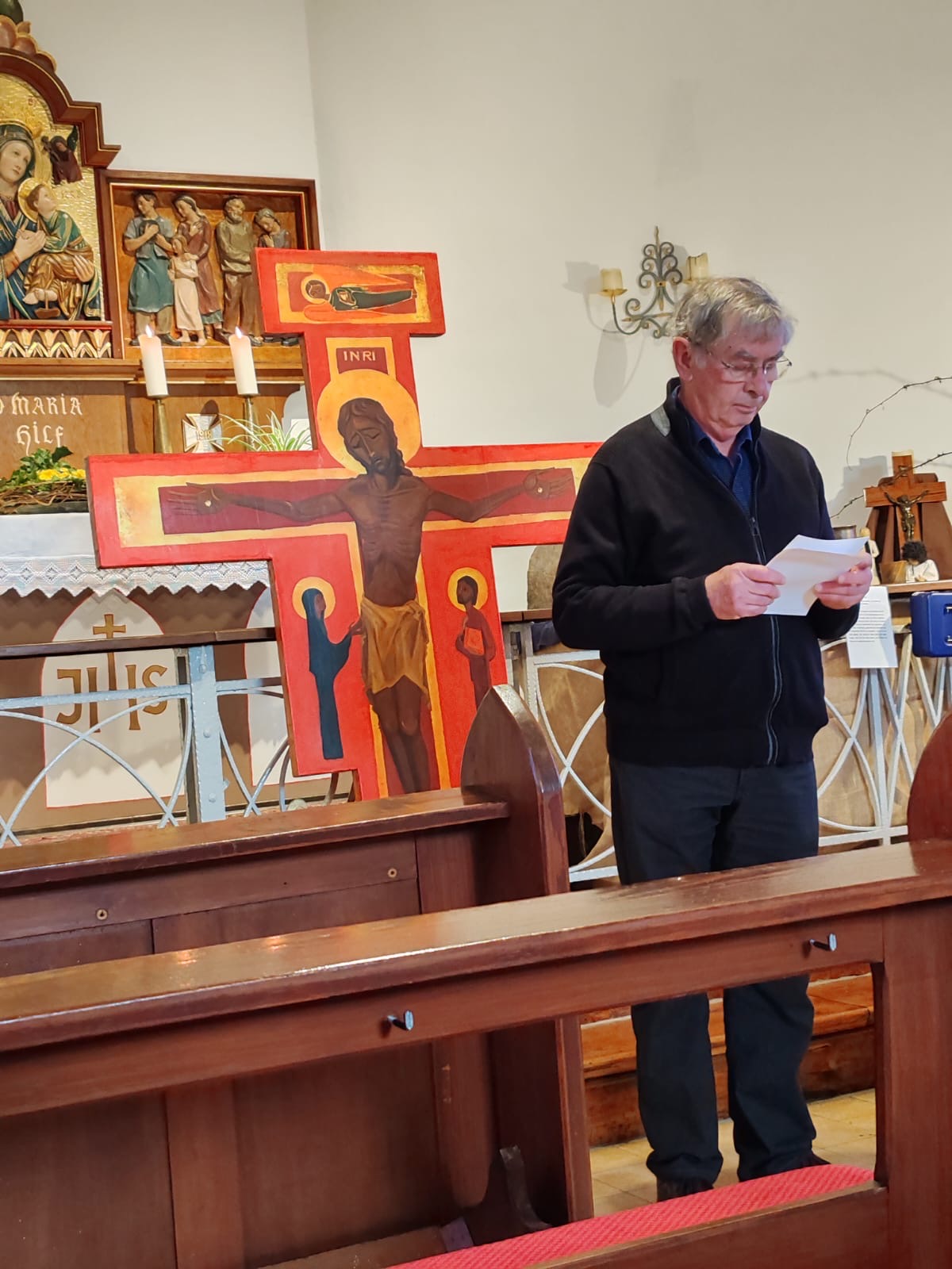 Schweigemarsch an Karfreitag (3. April 2026), Abschlussandacht in der Kapelle am Rosengarten (c) Franz-Josef Kuhn Schweigemarsch an Karfreitag (3. April 2026), Abschlussandacht in der Kapelle am Rosengarten