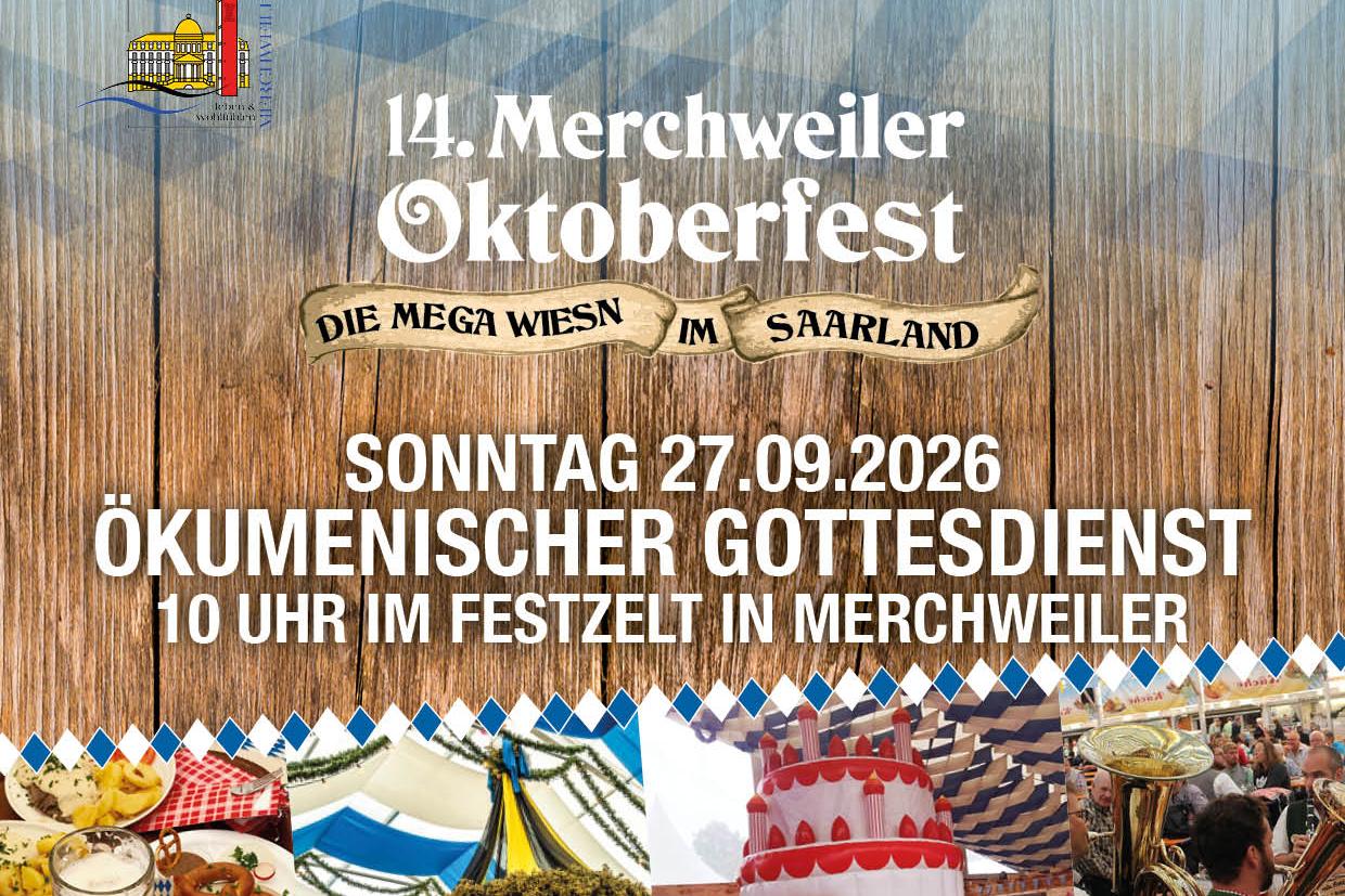 Plakat zum Ökumentischen Gottesdienst am Oktoberfest mit Angaben zu Zeit und Ort