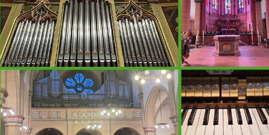 Vier Bilder zu den beiden Orgeln in den beiden Kirchen