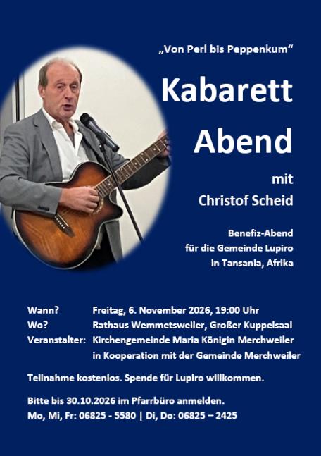 Kabarett-Abend mit Christof Scheid am 6. November 2026 Plakat zum Kabarett-Abend mit Christof Scheid am 6. November 2026